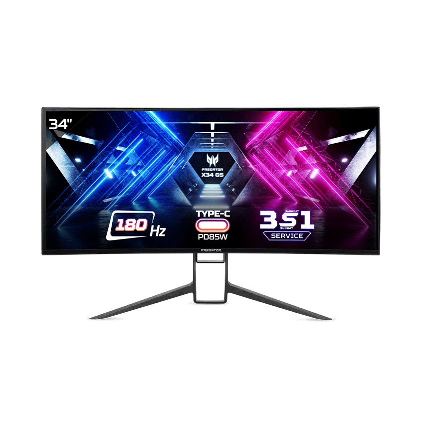 M&#224;n h&#236;nh LCD ACER X34GS PREDATOR (UM.CX0SV.S01) 34&quot; QHD (21:9) - IPS - 180Hz | Curved | HDMI | DP | USB | Seaker | GSYNC | 3S1 | 1023D