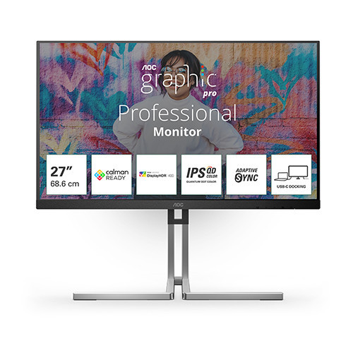 M&#224;n h&#236;nh AOC GRAPHIC PRO Q27U3CV/74 | 27 inch | QHD | NANO IPS | 75Hz | 4ms | LOA | RJ45 | HDR400 | USB-C 96W | 0425