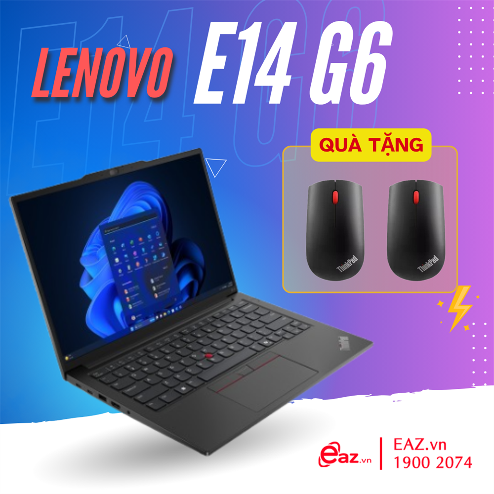Lenovo ThinkPad E14 Gen 6 (21M7004WVA) | Intel Ultra 7 155H | 16GB | 512GB SSD PCIe | Intel&#174; Arc™ Graphics | NPU Upto 11 TOPS | 14 inch WUXGA IPS | IR Camera | Finger | LED KEY | NoOs | Black | 0625