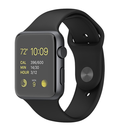 Apple Watch Sport 42mm Space Gray Aluminum Case with Black Sport Band